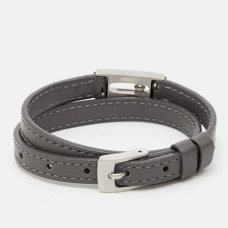 Pre Owned Messika My Move Leather Diamond Titanium Bracelet