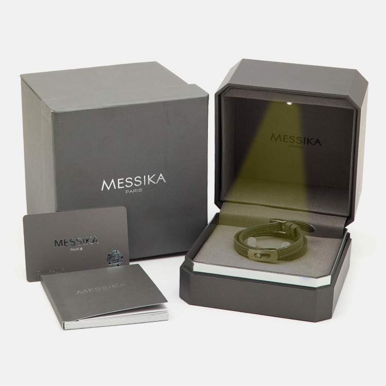 Pre Owned Messika My Move Leather Diamond Titanium Bracelet