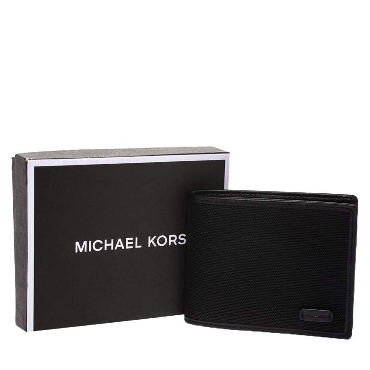 Pre Owned Michael Kors Black Canvas Bifold Wallet
