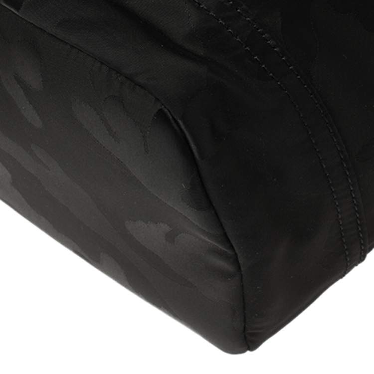 Pre Owned Michael Kors Black Camouflage Nylon and Leather Kent Backpack 