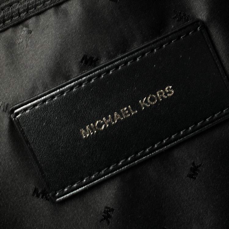 Pre Owned Michael Kors Black Camouflage Nylon and Leather Kent Backpack 