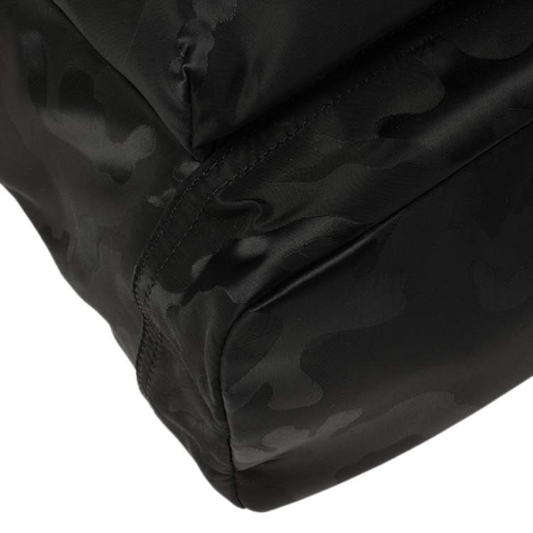 Pre Owned Michael Kors Black Camouflage Nylon and Leather Kent Backpack 