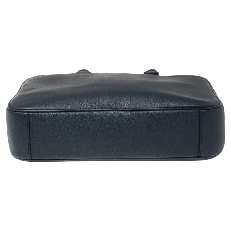 Pre Owned Michael Kors Navy Blue Leather Cooper Double Zip Casual Briefcase 