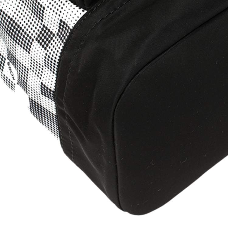 Pre Owned Michael Kors Black/White Nylon and Leather Kent Backpack