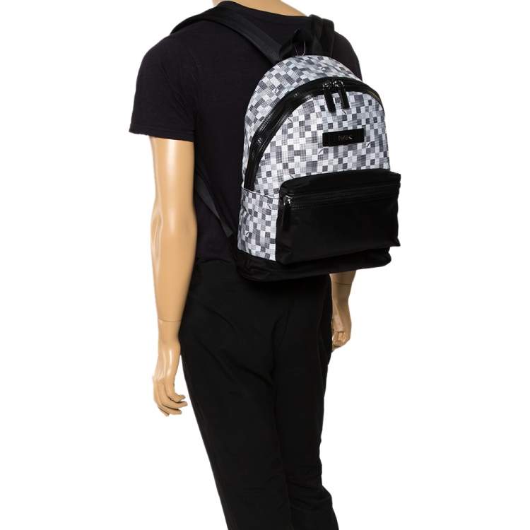 Michael Kors Black/White Nylon and Leather Kent Backpack Michael Kors