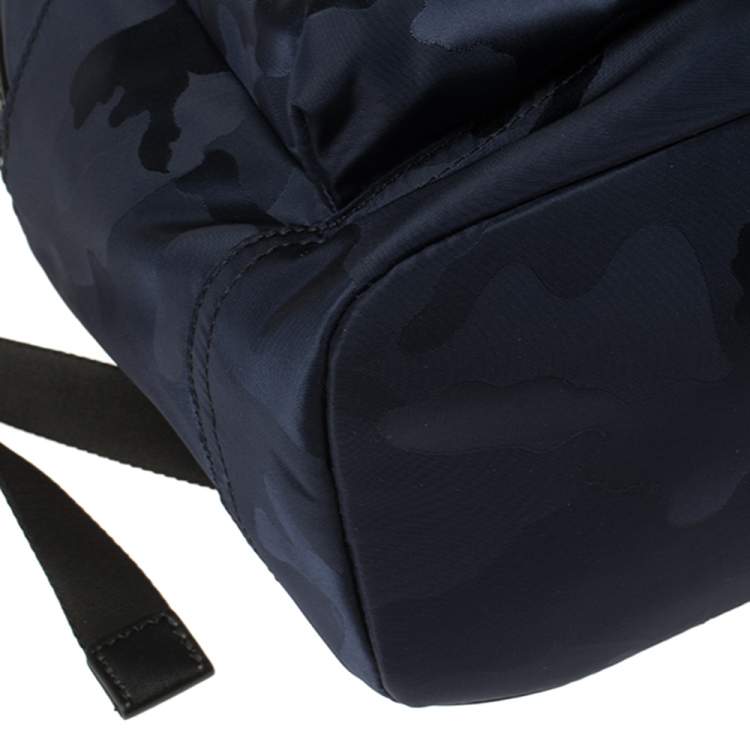 Pre Owned Michael Kors Blue/Black Nylon and Leather Kent Backpack