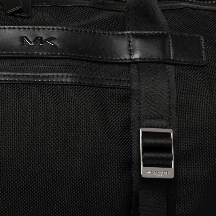 Pre Owned Michael Kors Black Nylon and Leather Kent Sport Convertible Backpack to Duffel Bag