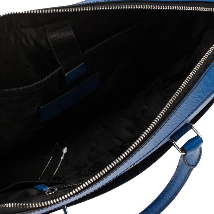 Pre Owned Michael Kors Atlantic Blue Leather Harrson Briefcase