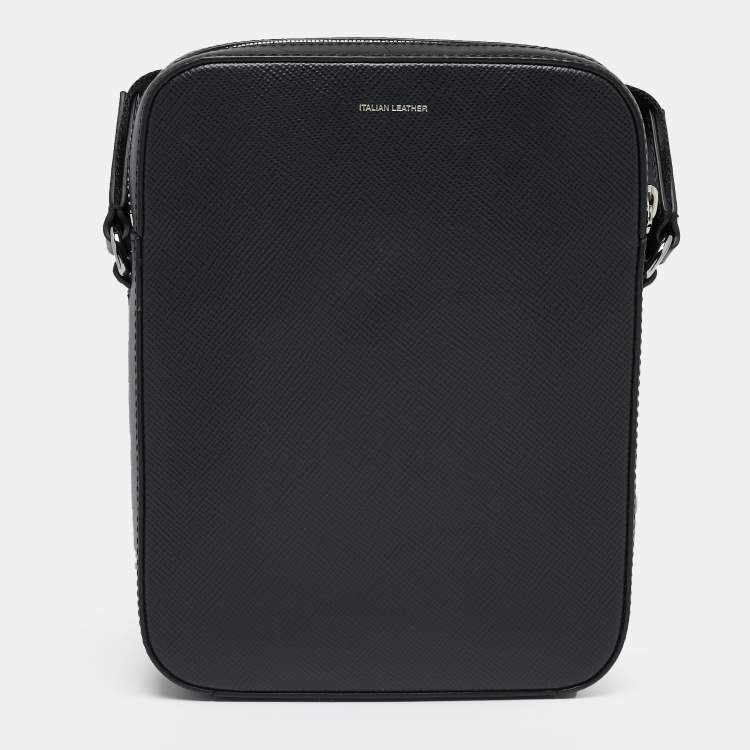 Pre Owned Michael Kors Black Leather Henry Flight Messenger Bag