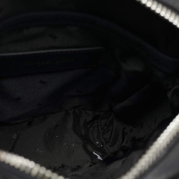 Pre Owned Michael Kors Black Leather Henry Flight Messenger Bag