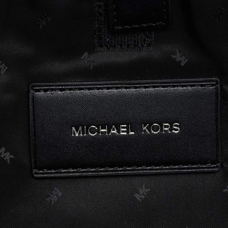 Pre Owned Michael Kors Black Signature Coated Canvas Striped Cooper Backpack