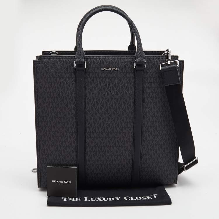 Pre Owned Michael Kors Black Signature Coated Canvas Cooper Business Tote