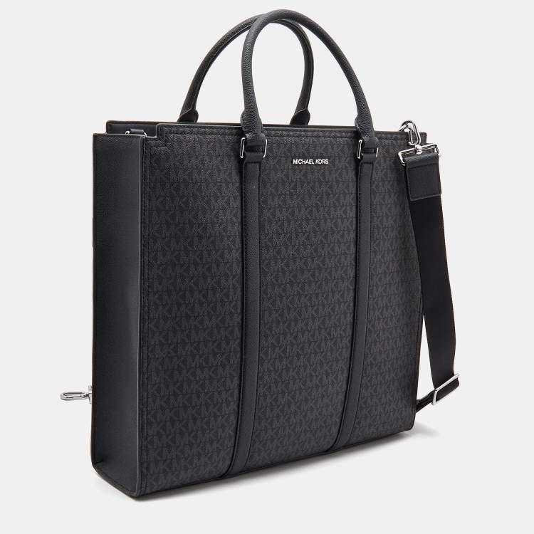 Pre Owned Michael Kors Black Signature Coated Canvas Cooper Business Tote