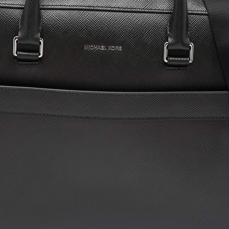 Pre Owned Michael Kors Black Leather Cooper Double Zip Casual Briefcase