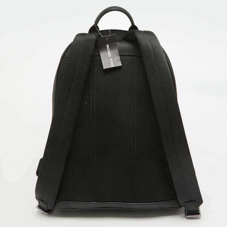 Pre Owned Michael Kors Black/Bright Red Signature Coated Canvas Striped Cooper Backpack