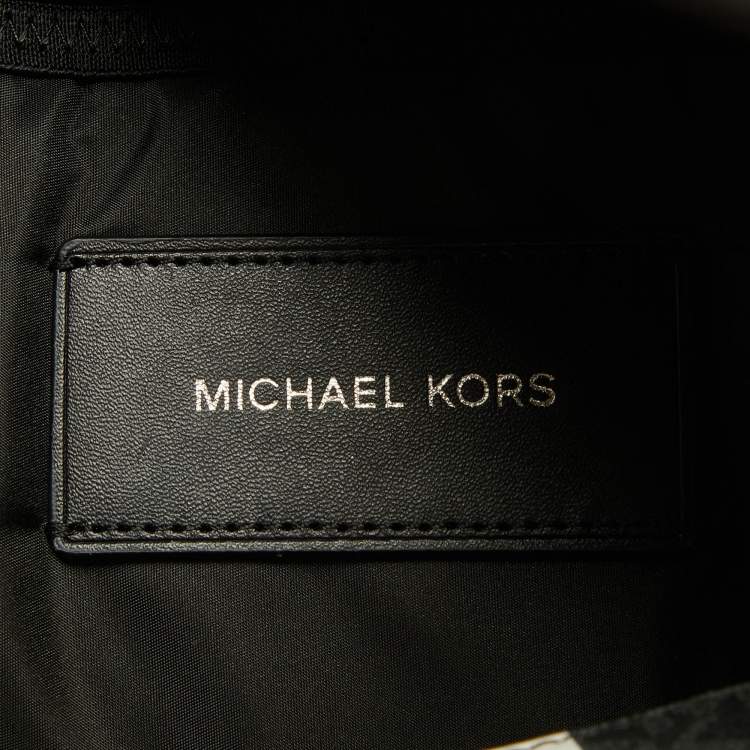 Pre Owned Michael Kors Black/Bright Red Signature Coated Canvas Striped Cooper Backpack
