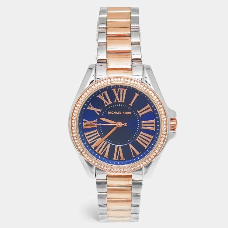 مملوكة مسبقًا Michael Kors Kacie MK6185 Blue Dial Two Tone Stainless Steel Men's Wristwatch 39 mm