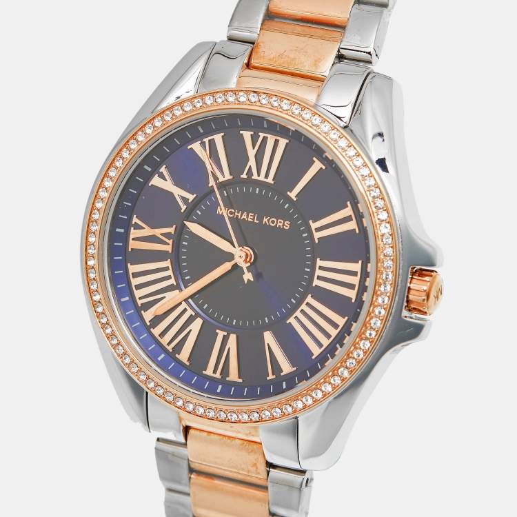 مملوكة مسبقًا Michael Kors Kacie MK6185 Blue Dial Two Tone Stainless Steel Men's Wristwatch 39 mm