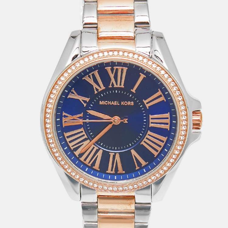 مملوكة مسبقًا Michael Kors Kacie MK6185 Blue Dial Two Tone Stainless Steel Men's Wristwatch 39 mm