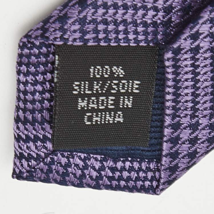 Pre Owned Michael Kors Purple Kai Checks Silk Tie 