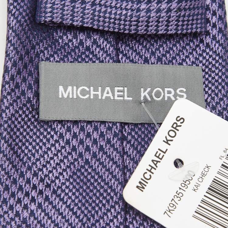 Pre Owned Michael Kors Purple Kai Checks Silk Tie 