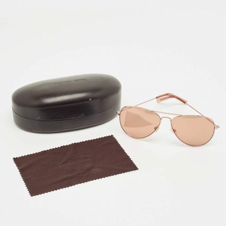 Pre Owned Michael Kors Rose Gold M3005S Kennedy Flash Aviator Sunglasses