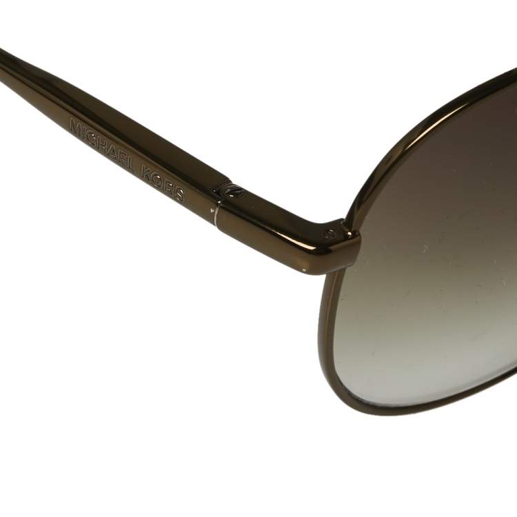 Pre Owned Michael Kors Bronze Tone Titanium / Green Gradient MKS720 Aviator Sunglasses