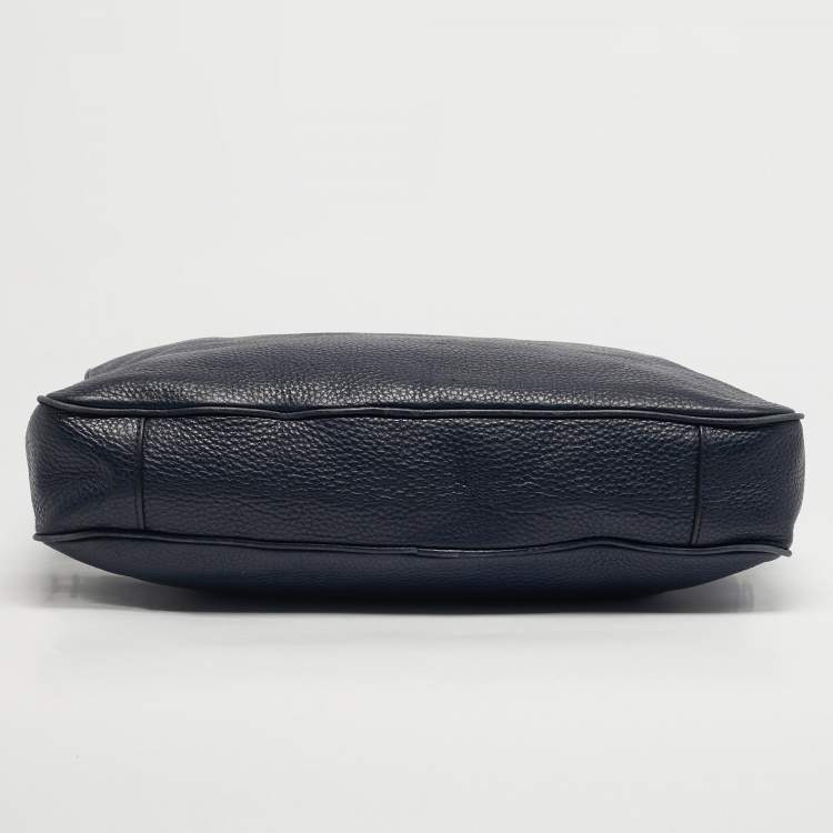 Pre Owned Michael Kors Russel Navy Blue Leather Briefcase