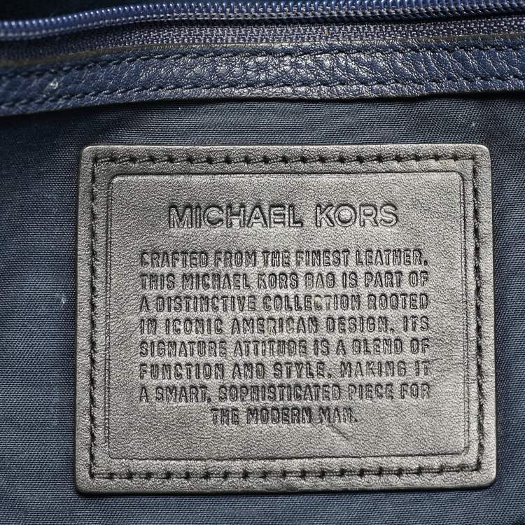 Pre Owned Michael Kors Russel Navy Blue Leather Briefcase