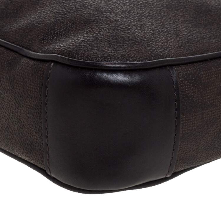 Pre Owned Michael Kors Brown Signature Coated Canvas and Leather Crossbody Bag