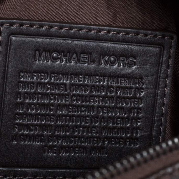 Pre Owned Michael Kors Brown Signature Coated Canvas and Leather Crossbody Bag