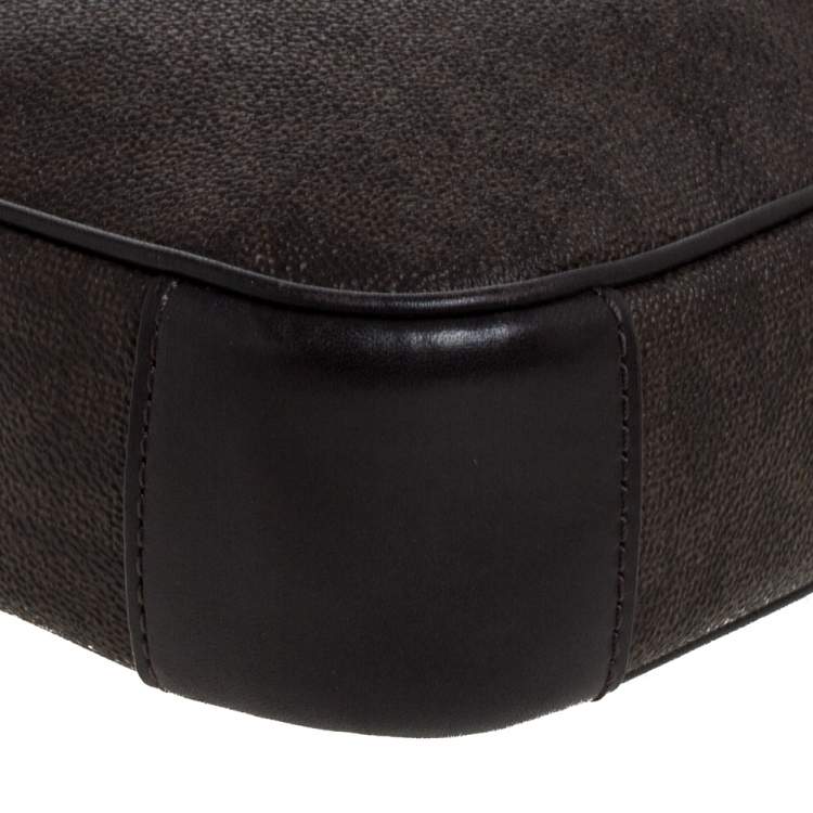 Pre Owned Michael Kors Brown Signature Coated Canvas and Leather Crossbody Bag