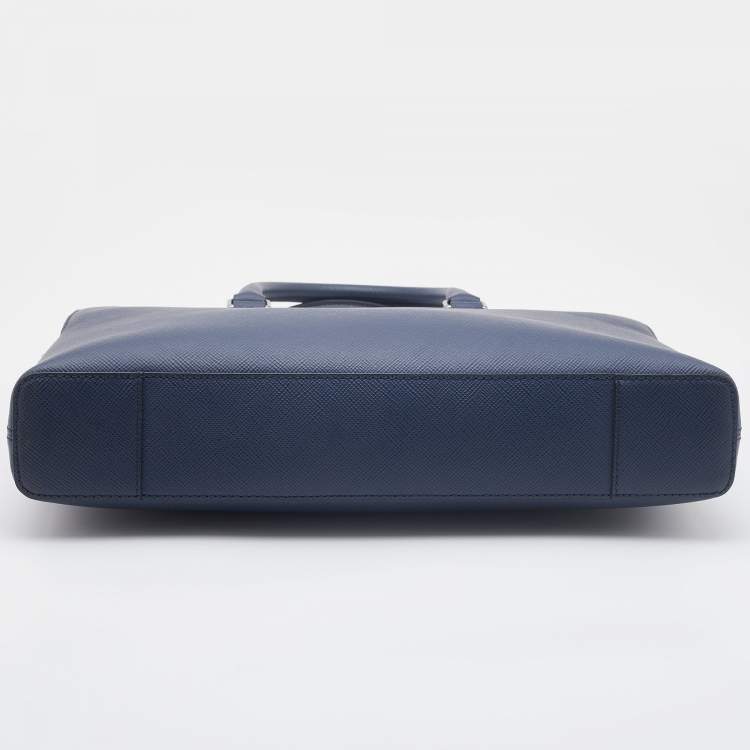Pre Owned Michael Kors Navy Blue Saffiano Leather Harrison Briefcase Bag