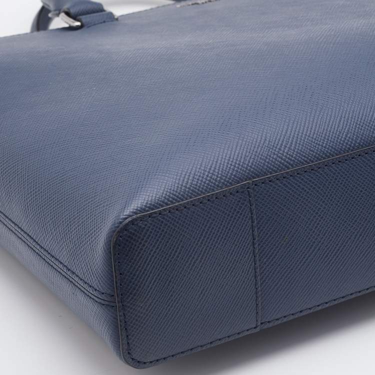 Pre Owned Michael Kors Navy Blue Saffiano Leather Harrison Briefcase Bag
