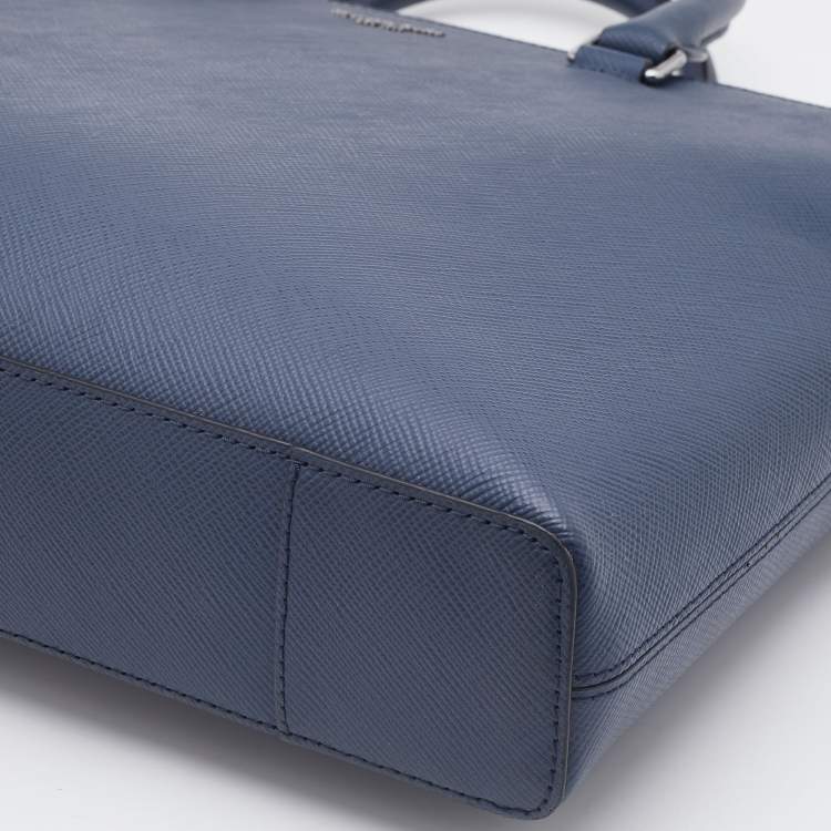 Pre Owned Michael Kors Navy Blue Saffiano Leather Harrison Briefcase Bag