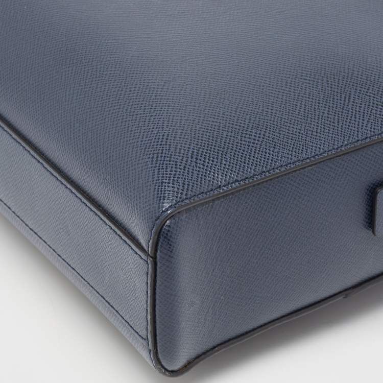 Pre Owned Michael Kors Navy Blue Leather Briefcase