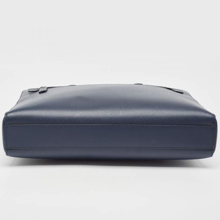 Pre Owned Michael Kors Navy Blue Leather Briefcase