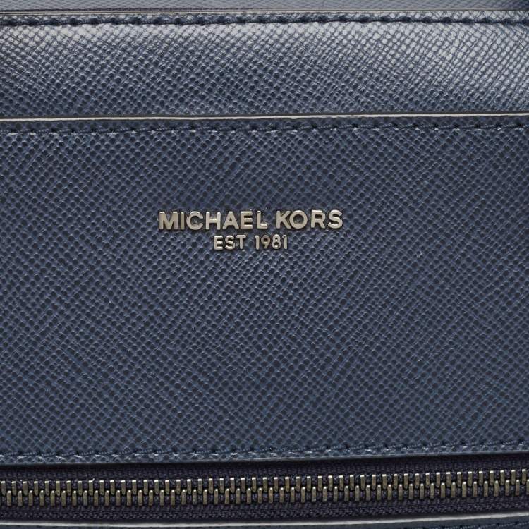 Pre Owned Michael Kors Navy Blue Leather Briefcase