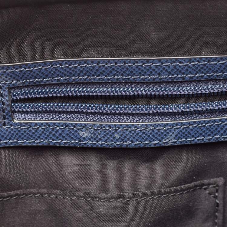 Pre Owned Michael Kors Navy Blue Leather Briefcase