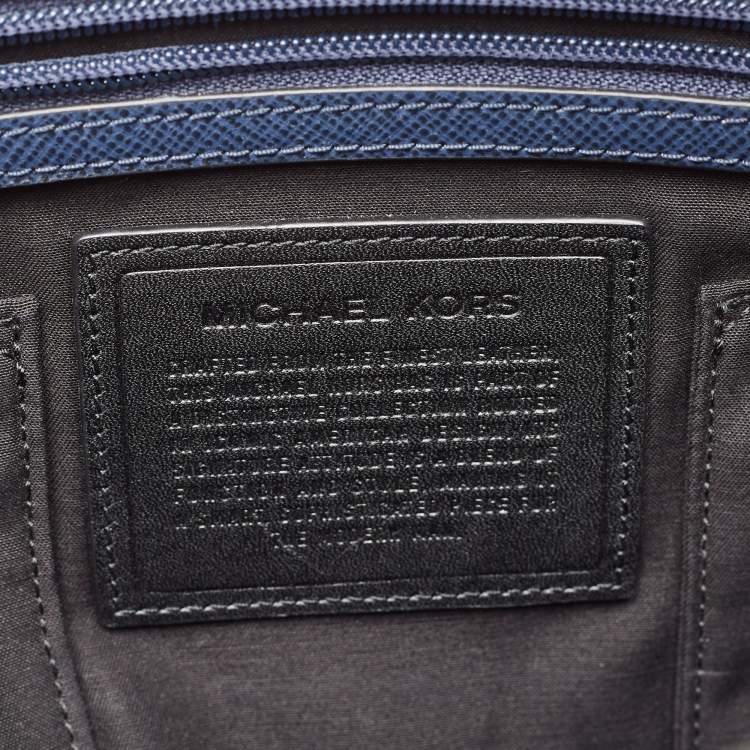 Pre Owned Michael Kors Navy Blue Leather Briefcase