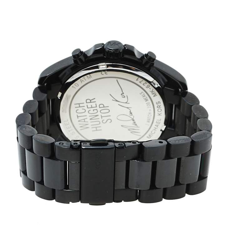 Pre Owned Michael Kors Black PVD Coated Stainless Steel Watch Hunger Stop MK6271 Unisex Wristwatch 40 mm