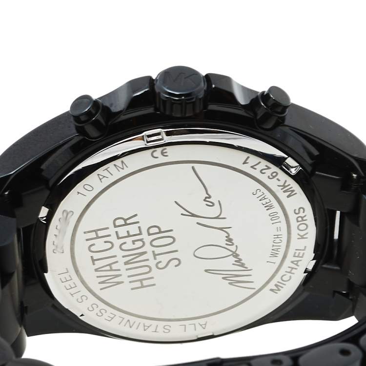 Pre Owned Michael Kors Black PVD Coated Stainless Steel Watch Hunger Stop MK6271 Unisex Wristwatch 40 mm