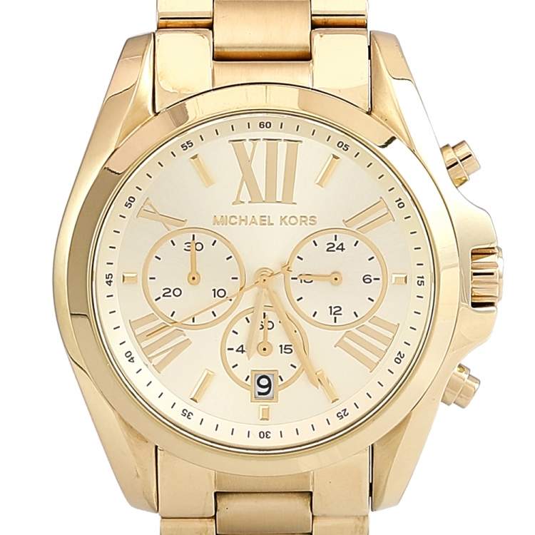 Pre Owned ساعة يد رجالية مايكل كورس برادشو MK5605 ستانلس ستيل مطلي ذهب أصفر 43 مم