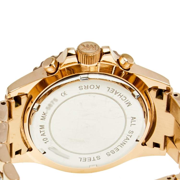 Pre Owned Michael Kors Black Rose Gold Plated Stainless Steel Everest MK5875 Women's Wristwatch 42 mm