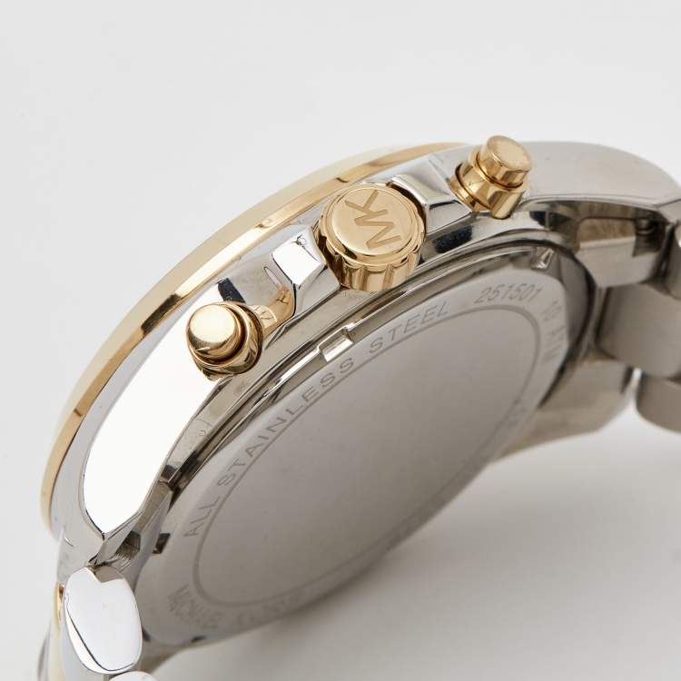 Pre Owned Michael Kors Blue Two Tone Stainless Steel Bradshaw MK5976 Men's Wristwatch 43 mm