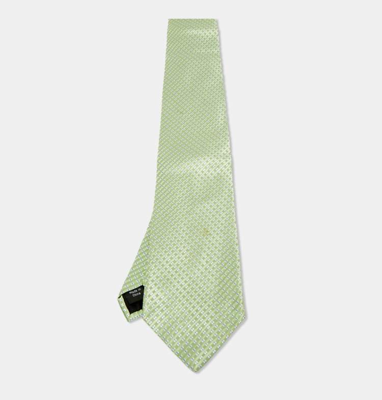 Pre Owned Michael Michael Kors Green Patterned Silk Tie