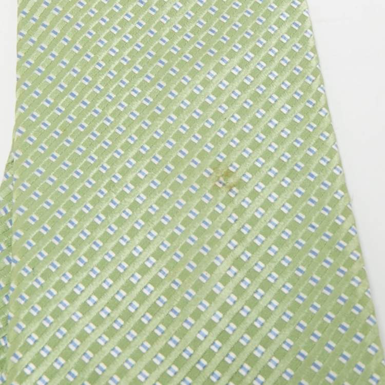 Pre Owned Michael Michael Kors Green Patterned Silk Tie