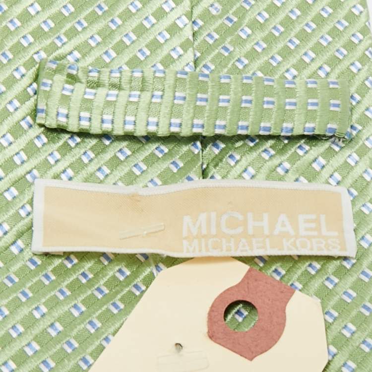 Pre Owned Michael Michael Kors Green Patterned Silk Tie