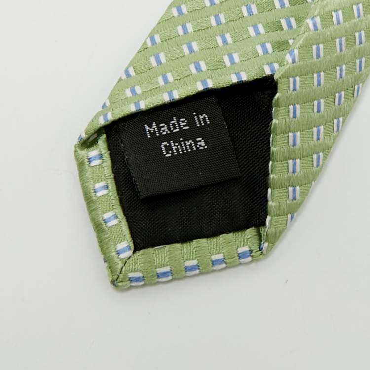 Pre Owned Michael Michael Kors Green Patterned Silk Tie