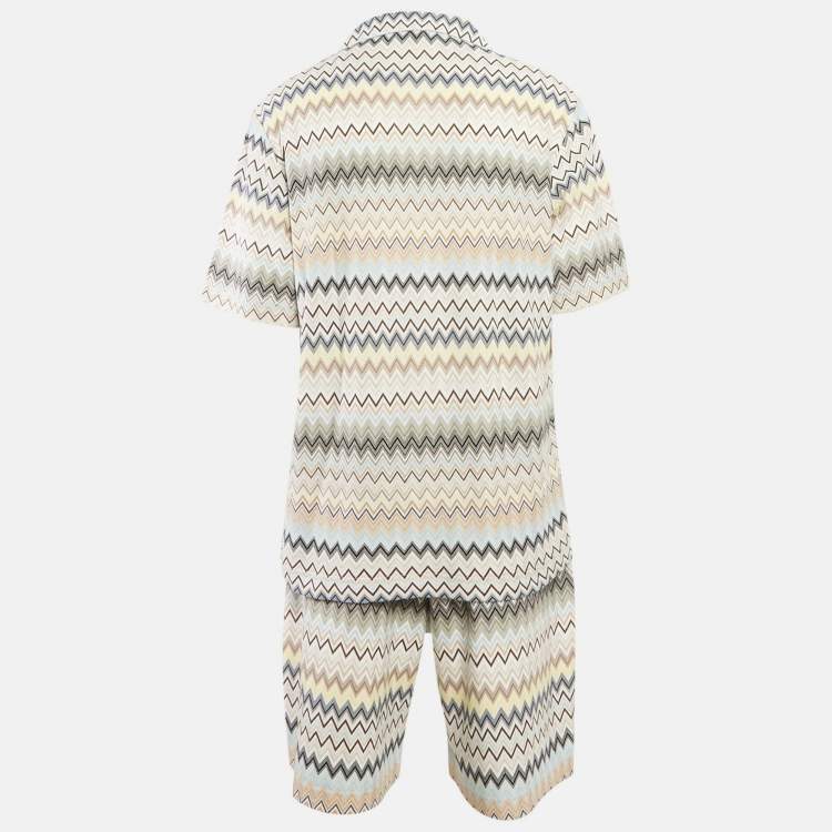 Pre Owned Missoni Multicolor Zig-Zag Knit Shirt & Short Set XXL